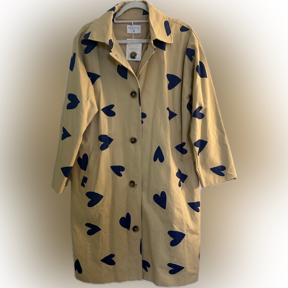 COMPANIA FANTASTICA Heart Patterned Tan Coat size M